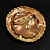 Three-Colour Shield-Shaped Ethnic Brooch (Gold, Red&Brown) - view 7