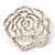 Oversized Clear Crystal Rose Brooch - view 2