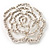 Oversized Clear Crystal Rose Brooch - view 7
