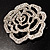 Oversized Clear Crystal Rose Brooch - view 9