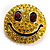Round Yellow Crystal Smiling Face Brooch