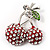 Clear Crystal Red Double Cherry Fashion Brooch - view 11
