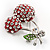 Clear Crystal Red Double Cherry Fashion Brooch - view 7