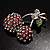 Clear Crystal Red Double Cherry Fashion Brooch - view 3
