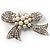 Crystal Faux Pearl Bow Brooch - view 3