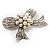 Crystal Faux Pearl Bow Brooch - view 6