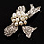 Crystal Faux Pearl Bow Brooch - view 5