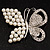 Unique Faux Pearl Crystal Butterfly Brooch - view 9