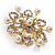 Gold Plated Faux Pearl Crystal Snowflake Brooch - view 4