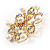 Gold Plated Faux Pearl Crystal Snowflake Brooch - view 9
