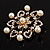 Gold Plated Faux Pearl Crystal Snowflake Brooch - view 3