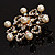 Gold Plated Faux Pearl Crystal Snowflake Brooch - view 7