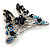 Dazzling Navy Blue Crystal Butterfly Brooch (Silver Tone) - view 3