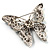 Dazzling Navy Blue Crystal Butterfly Brooch (Silver Tone) - view 6
