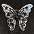 Dazzling Navy Blue Crystal Butterfly Brooch (Silver Tone) - view 7
