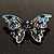 Dazzling Navy Blue Crystal Butterfly Brooch (Silver Tone) - view 14