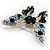 Dazzling Navy Blue Crystal Butterfly Brooch (Silver Tone) - view 8