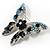 Dazzling Navy Blue Crystal Butterfly Brooch (Silver Tone) - view 5