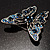 Dazzling Navy Blue Crystal Butterfly Brooch (Silver Tone) - view 10