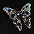 Dazzling Navy Blue Crystal Butterfly Brooch (Silver Tone) - view 11