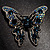 Dazzling Navy Blue Crystal Butterfly Brooch (Silver Tone) - view 2