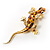 Gold Crystal Enamel Lizard Brooch