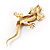 Gold Crystal Enamel Lizard Brooch - view 6