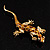Gold Crystal Enamel Lizard Brooch - view 3