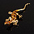 Gold Crystal Enamel Lizard Brooch - view 2
