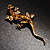 Gold Crystal Enamel Lizard Brooch - view 7