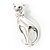 Silver Tone Sitting Cat Brooch - view 2