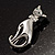 Silver Tone Sitting Cat Brooch - view 3