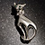 Silver Tone Sitting Cat Brooch - view 7