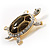 Fortunate Crystal Enamel Turtle Brooch (Gold&Olive) - view 11