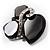 Black Glass Art Deco Fashion Brooch (Black Tone) - view 3