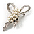 Contemporary Imitation Pearl Crystal Bow Brooch - view 7