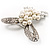 Contemporary Imitation Pearl Crystal Bow Brooch - view 3