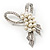 Contemporary Imitation Pearl Crystal Bow Brooch - view 4