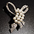 Contemporary Imitation Pearl Crystal Bow Brooch - view 9