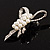 Contemporary Imitation Pearl Crystal Bow Brooch - view 5