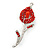 Red Crystal Calla Lily Brooch In Rhodium Plating - view 5
