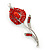 Red Crystal Calla Lily Brooch In Rhodium Plating - view 6