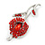 Red Crystal Calla Lily Brooch In Rhodium Plating - view 3
