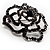 Stunning Jet Black Crystal Rose Brooch - view 4