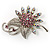 Light Pink Crystal Floral Brooch (Silver Tone) - view 8