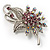 Light Pink Crystal Floral Brooch (Silver Tone) - view 2
