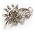 Light Pink Crystal Floral Brooch (Silver Tone) - view 6