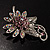 Light Pink Crystal Floral Brooch (Silver Tone) - view 7