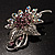 Light Pink Crystal Floral Brooch (Silver Tone) - view 3