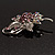 Light Pink Crystal Floral Brooch (Silver Tone) - view 4
